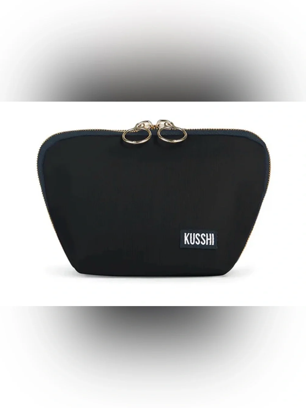 Kusshi Black Cosmetic Pouch with Gold-Tone Zipper